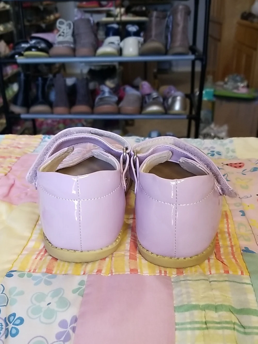 Livie & Luca Lavender & Pink Patent Leather Mary Janes Size 13 Petals